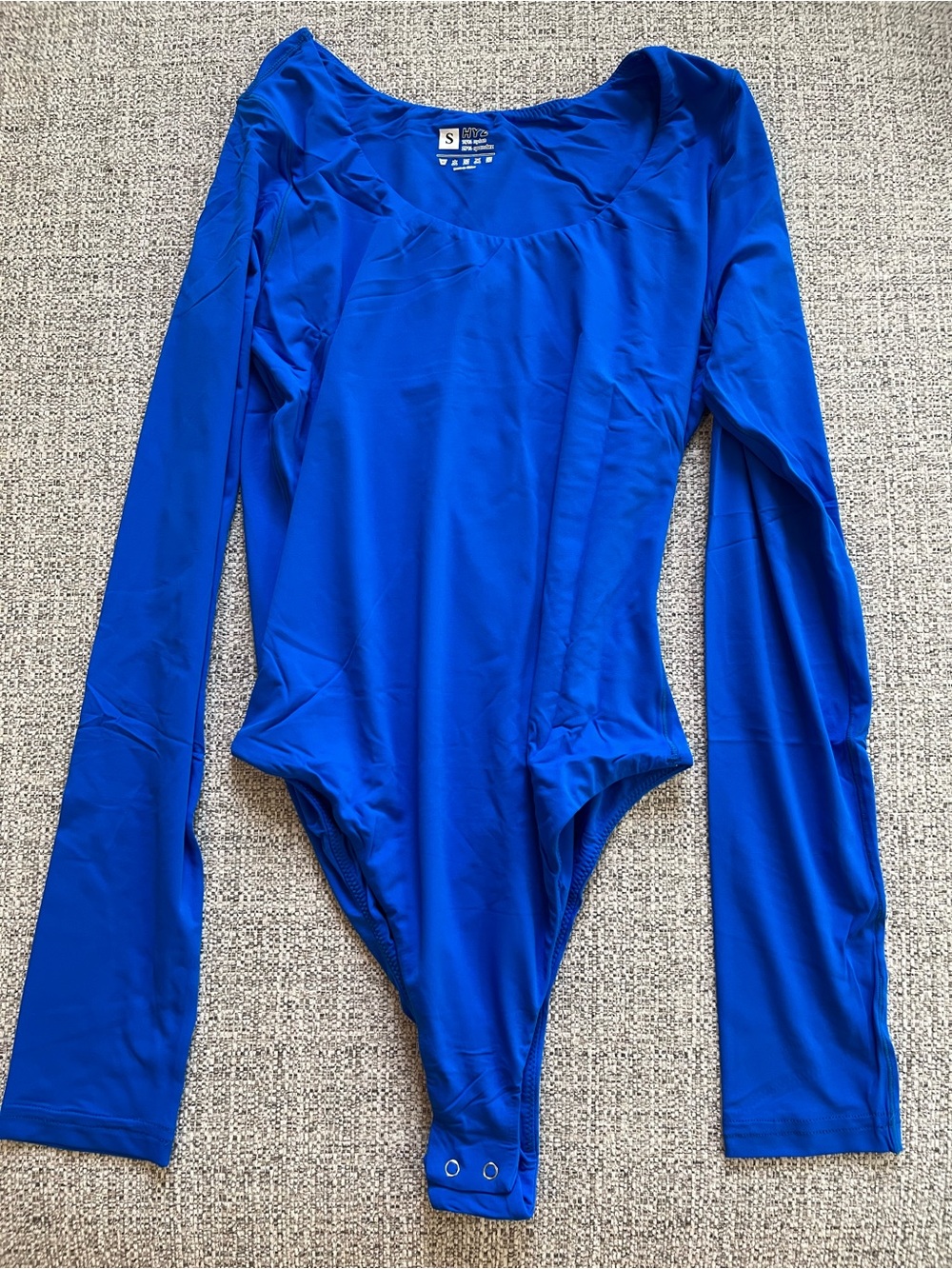 Scoop Neck Long-Sleeve Royal Blue Bodysuit - Size S